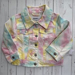 Toddler Girl's Denim Jean Jacket - Pastel Colours - Size 12-18M - Old Navy - NWT